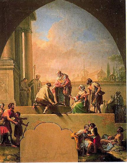 Francisco Bayeu Charity of Saint Elladius of Toledo, oil painting by Francisco Bayeu. Cathedral of Toledo cloister Norge oil painting art